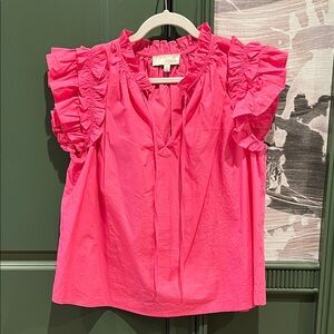 Pinch Bold Pink Ruffle Sleeve Blouse